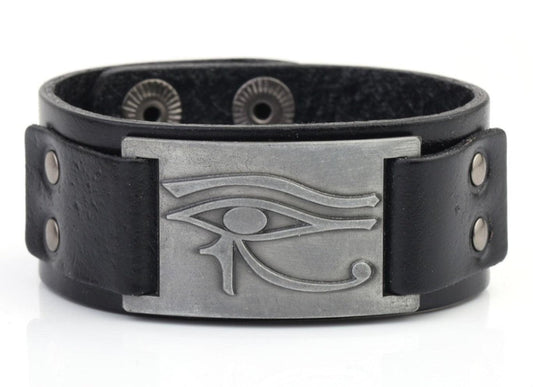 Bracelet talisman égyptien cuir œil d'Horus