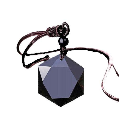 Collier talisman obsidienne